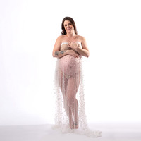 White Sheer Fabric with Pearls